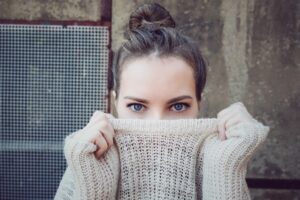 Woman eyes winter